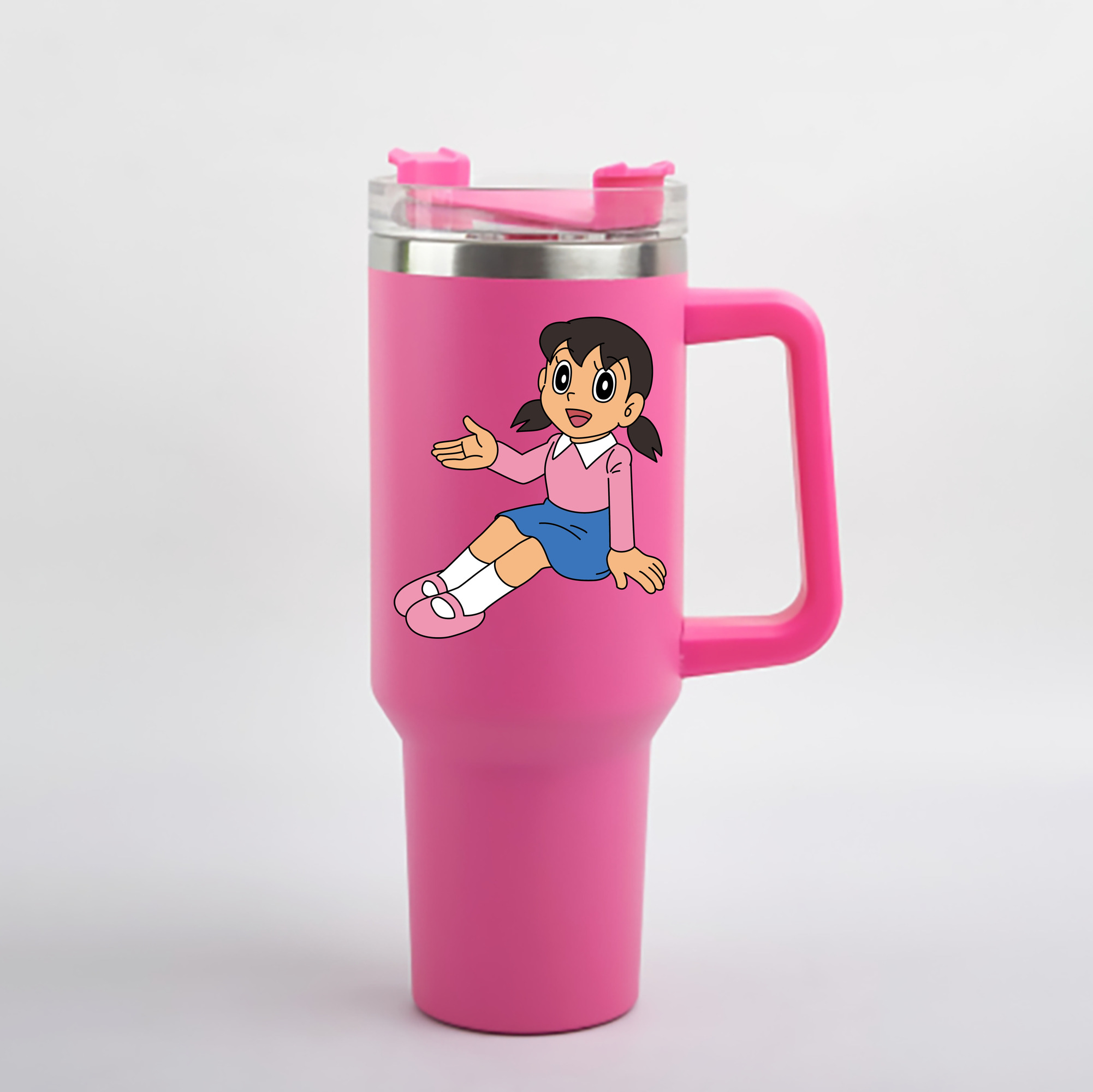 （画像用） ドラえもん みなもと しずか Doraemon Shizuka Minamoto 1200mL車用タンブラー - クリスタルステッカー（プラスチックストロー付き）